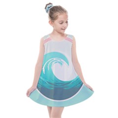 Waves Tidal Ocean Sea Tsunami Wave Minimalist Kids  Summer Dress