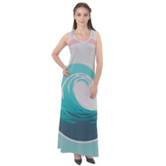 Waves Tidal Ocean Sea Tsunami Wave Minimalist Sleeveless Velour Maxi Dress by Wav3s