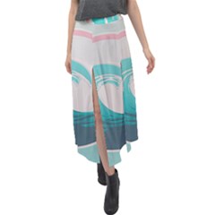 Waves Tidal Ocean Sea Tsunami Wave Minimalist Velour Split Maxi Skirt