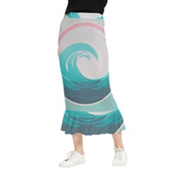 Waves Tidal Ocean Sea Tsunami Wave Minimalist Maxi Fishtail Chiffon Skirt