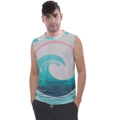 Waves Tidal Ocean Sea Tsunami Wave Minimalist Men s Regular Tank Top