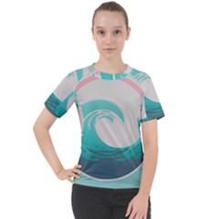 Waves Tidal Ocean Sea Tsunami Wave Minimalist Women s Sport Raglan Tee