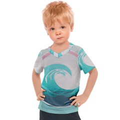 Waves Tidal Ocean Sea Tsunami Wave Minimalist Kids  Sports Tee