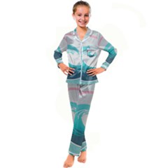 Waves Tidal Ocean Sea Tsunami Wave Minimalist Kids  Satin Long Sleeve Pajamas Set