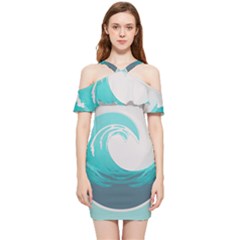 Waves Tidal Ocean Sea Tsunami Wave Minimalist Shoulder Frill Bodycon Summer Dress