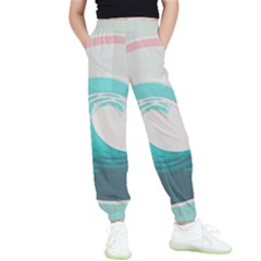 Waves Tidal Ocean Sea Tsunami Wave Minimalist Kids  Elastic Waist Pants