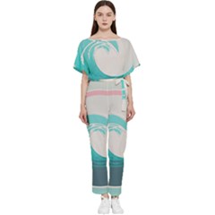 Waves Tidal Ocean Sea Tsunami Wave Minimalist Batwing Lightweight Chiffon Jumpsuit