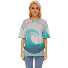 Waves Tidal Ocean Sea Tsunami Wave Minimalist Oversized Basic Tee