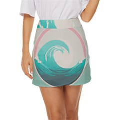 Waves Tidal Ocean Sea Tsunami Wave Minimalist Mini Front Wrap Skirt