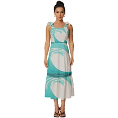 Waves Tidal Ocean Sea Tsunami Wave Minimalist Tie-Strap Tiered Midi Chiffon Dress