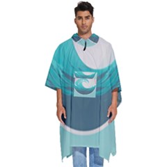 Waves Tidal Ocean Sea Tsunami Wave Minimalist Men s Hooded Rain Ponchos