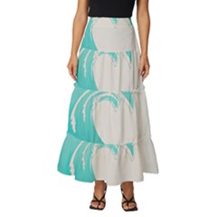 Waves Tidal Ocean Sea Tsunami Wave Minimalist Tiered Ruffle Maxi Skirt by Wav3s