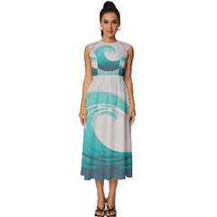 Waves Tidal Ocean Sea Tsunami Wave Minimalist Sleeveless Round Neck Midi Dress