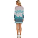 Waves Tidal Ocean Sea Tsunami Wave Minimalist Long Sleeve Deep V Mini Dress  View4