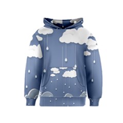 Blue Clouds Rain Raindrops Weather Sky Raining Kids  Pullover Hoodie by Wav3s