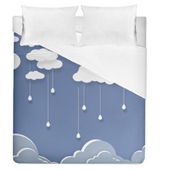 Blue Clouds Rain Raindrops Weather Sky Raining Duvet Cover (queen Size) by Wav3s