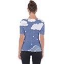 Blue Clouds Rain Raindrops Weather Sky Raining Shoulder Cut Out Short Sleeve Top View2