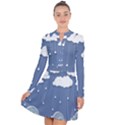 Blue Clouds Rain Raindrops Weather Sky Raining Long Sleeve Panel Dress View1