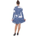 Blue Clouds Rain Raindrops Weather Sky Raining Long Sleeve Panel Dress View2