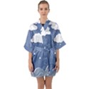 Blue Clouds Rain Raindrops Weather Sky Raining Half Sleeve Satin Kimono  View1