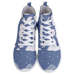 Blue Clouds Rain Raindrops Weather Sky Raining Men s Lightweight High Top Sneakers by Wav3s