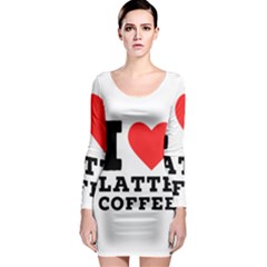 I Love Latte Coffee Long Sleeve Bodycon Dress by ilovewhateva