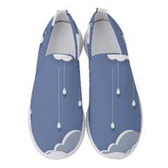 Blue Clouds Rain Raindrops Weather Sky Raining Women s Slip On Sneakers by Wav3s