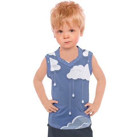 Blue Clouds Rain Raindrops Weather Sky Raining Kids  Sport Tank Top by Wav3s