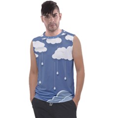 Blue Clouds Rain Raindrops Weather Sky Raining Men s Regular Tank Top by Wav3s