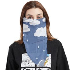 Blue Clouds Rain Raindrops Weather Sky Raining Face Covering Bandana (triangle) by Wav3s