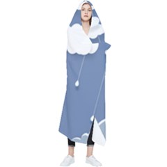 Blue Clouds Rain Raindrops Weather Sky Raining Wearable Blanket by Wav3s