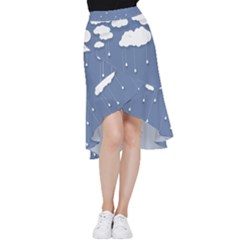 Blue Clouds Rain Raindrops Weather Sky Raining Frill Hi Low Chiffon Skirt by Wav3s