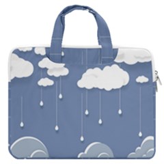 Blue Clouds Rain Raindrops Weather Sky Raining Macbook Pro 16  Double Pocket Laptop Bag  by Wav3s