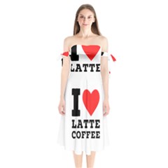 I Love Latte Coffee Shoulder Tie Bardot Midi Dress by ilovewhateva