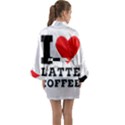 I love latte coffee Long Sleeve Satin Kimono View2