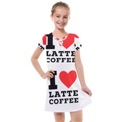 I Love Latte Coffee Kids  Cross Web Dress by ilovewhateva