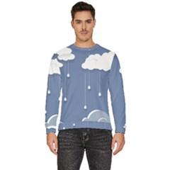 Blue Clouds Rain Raindrops Weather Sky Raining Men s Fleece Sweatshirt by Wav3s