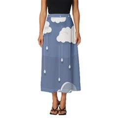 Blue Clouds Rain Raindrops Weather Sky Raining Classic Midi Chiffon Skirt by Wav3s