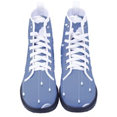 Blue Clouds Rain Raindrops Weather Sky Raining Women s High-top Canvas Sneakers by Wav3s