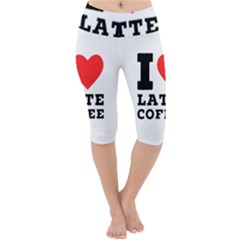 I Love Latte Coffee Lightweight Velour Cropped Yoga Leggings by ilovewhateva