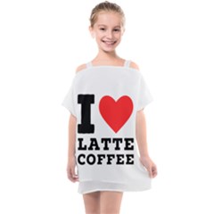 I Love Latte Coffee Kids  One Piece Chiffon Dress by ilovewhateva