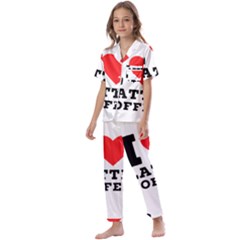 I Love Latte Coffee Kids  Satin Short Sleeve Pajamas Set by ilovewhateva