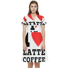 I Love Latte Coffee Short Sleeve Waist Detail Dress by ilovewhateva