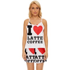 I Love Latte Coffee Satin Pajama Short Set by ilovewhateva