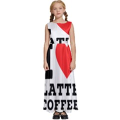 I Love Latte Coffee Kids  Satin Sleeveless Maxi Dress by ilovewhateva