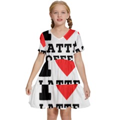 I Love Latte Coffee Kids  Short Sleeve Tiered Mini Dress by ilovewhateva