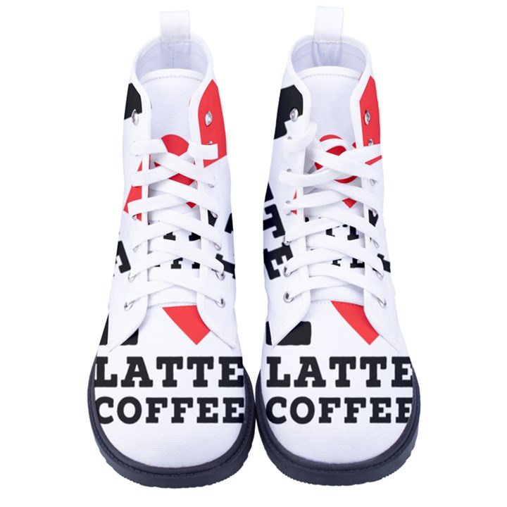 I love latte coffee Women s High-Top Canvas Sneakers