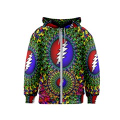 Grateful Dead Pattern Kids  Zipper Hoodie by Wav3s