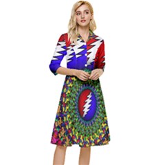 Grateful Dead Pattern Classy Knee Length Dress by Wav3s