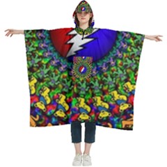 Grateful Dead Pattern Women s Hooded Rain Ponchos by Wav3s